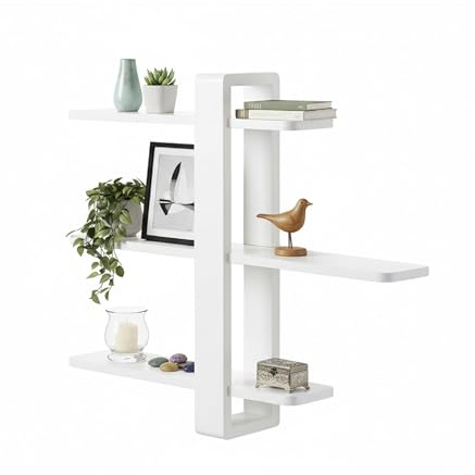 Baroni Home Mensola Bianca a 3 Ripiani Scorrevoli, Scaffale Compatto in MDF, Organizzatore Salvaspazio per Bagno, Cucina e Casa, Montaggio Facile, 50x16x58 cm