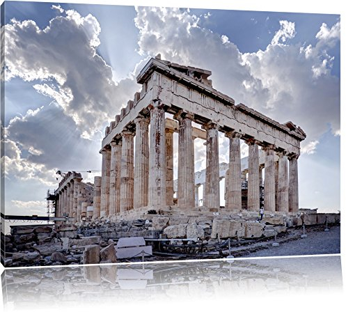 Pixxprint Antike Säulen Griechenland, Größe: 100x70cm, Leinwandbild, fertig gespannt, Wandbild, Dekoration, Kunstdruck, kein Poster