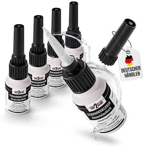 Sekundenkleber extra stark flexibel 20g Top2Glue Industriequalität Schuhkleber, Reifenkleber, Gummikleber, KFZ - Cyanacrylat Superkleber von Langlauf Schuhbedarf (5 Flaschen)