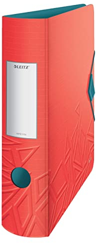 Leitz Qualitäts-Ordner 180° Active, A4, Breit, Abgerundeter Rücken, 8,2 cm breit, Gummibandverschluss, Leichtes Polyfoam, Plastik-Ordner, Urban Chic Serie, Rot, 11160020