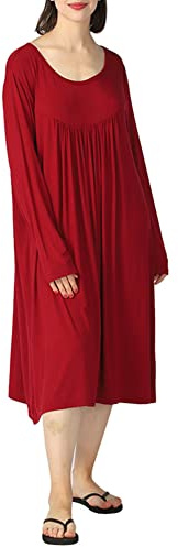 amropi Donna Camicia da Notte Loungewear Morbido Casa Vestito Girocollo Sciolto Pigiami Indumenti da Notte (Rosso, 3XL)