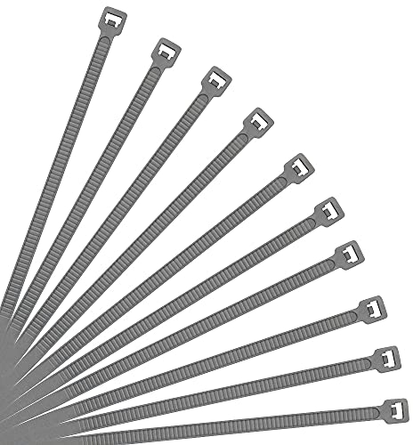 XINGO 500 Stück Kabelbinder Grau, 300mm x 3.6mm, 18,2 kg Zugfestigkeit, UV-beständig, Selbstsichernde Kabelbinder für drinnen und draußen