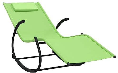 vidaXL Schaukelliege Schaukelstuhl Sonnenliege Gartenliege Liegestuhl Relaxliege Swing Liege Camping Relaxstuhl Grün Stahl Textilene