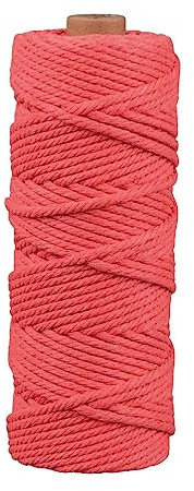 Rayher Makramee Garn, koralle, 3 mm ø, Rolle 70 m, ca. 210 g, Strickgarn, Häkelgarn, Textilgarn, Bastelgarn, 44007212