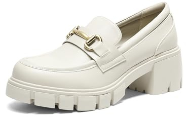 DREAM PAIRS Loafers for Women Platform Chunky Loafers Slip On Casual Shoes,Size 8.5,Beige,SDLS2321W