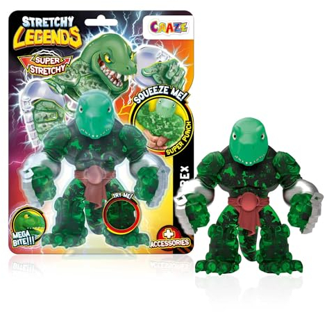 STRETCHY LEGENDS Megarex - Elastische Actionfiguren für Kinder, Dehnbare Superhelden Figuren zu Sammeln mit Schleimfüllung