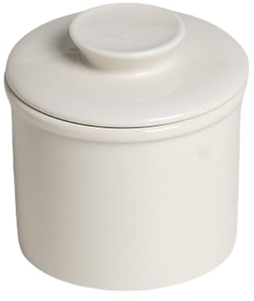 PRITOK Porzellan Butter Keeper Crock: Keramik-Butterbehälter, Runder Butterbehälter, Keramik Buttertopf mit Deckel für Frische und Streichfähige Butter, Zum Aufbewahren von Butter (Weiß)