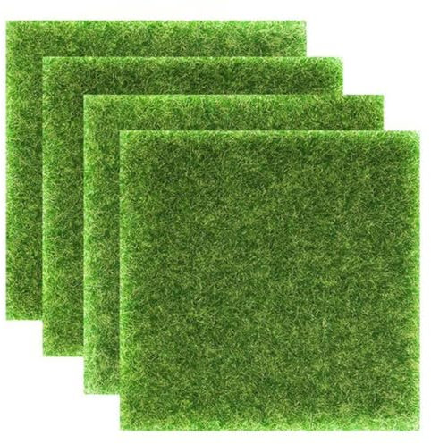 NHQZ 4 Pièces Mini Simulation Gazons,Gazon Moderne,Tapis De Pelouse Verte Artificielle,Herbe De Mousse Miniature pour Maison de Poupée Miniature pour Jardin Balcon Modèle de Construction Micro Paysage