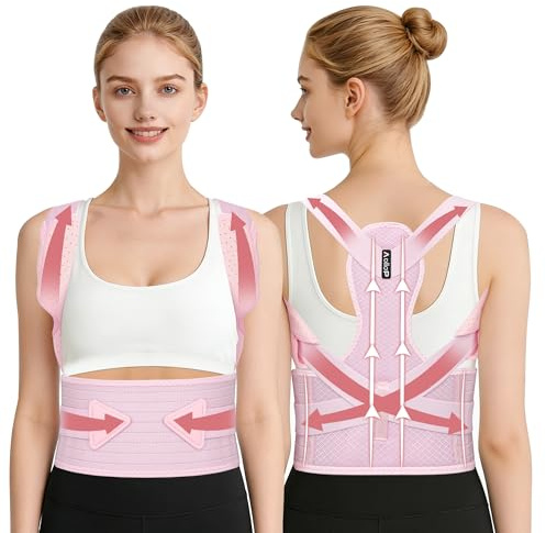 Aollop Posture Corrector Women and Men - Back Brace Back Support Belt with Breathable Adjustable Elastic Bands Back Straightener Improve Lumbar Support Belt Lower Back Pain Relief (Waist 27'-34')