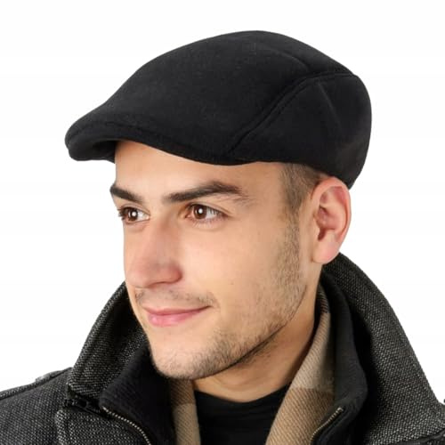 Boina para hombre, gorra plana para hombre, gorra de vendedor de periódicos ajustable de estilo retro, talla única (negra)