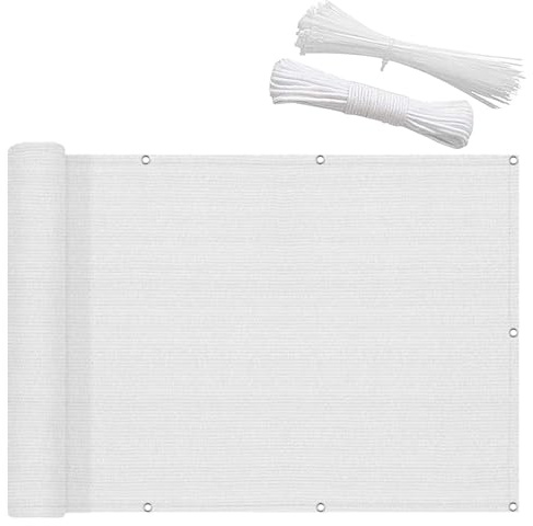 Toldo de vela de 3 x 5 m y 4 x 8 m, bloquea los rayos UV, 95 % transpirable, red de sombra resistente para exteriores con ojales, borde grueso, opciones de color blanco/negro