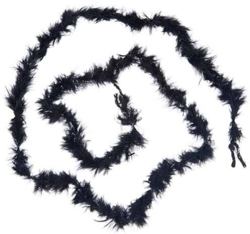 GORGECRAFT Boa i kalkonfjädrar, 1,8 x 45 mm, svart fjäderboa, ljusstake i tjocka och fluffiga fjädrar, halsduk för maskerader, halloween, karneval, dans, cosplay-fest, utklädnad