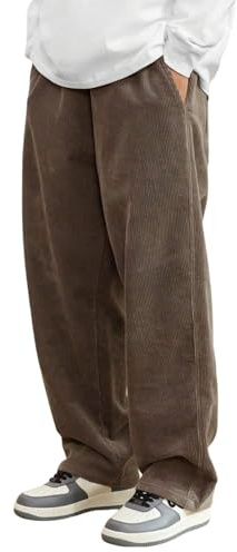 Pacificozy Pantalon décontracté en velours côtelé pour homme avec taille élastique et cordon de serrage Coupe ample avec poches, marron, XXL