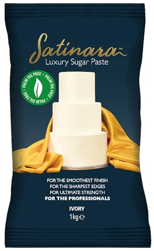 Satinara Luxury Ivory Sugar Paste for Cakes and Bakes, Palm Oil Free, Fondant Icing For Cake Covering – Ivory, 1kg