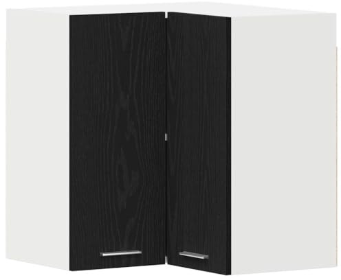 Générique Armoire Suspendue d'angle avec Porte Chêne Noir 57 x 57 x 60 cm,Meubles, Armoires & Meubles de Rangement, Meubles de Cuisine, Blanc (Poids 20.2KG)