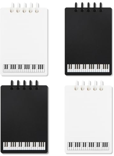 Boerni 4 Pcs A7 Music Piano Mini Spiral Notebooks,Removable Loose Leaf Binder Notebook Small Pocket Spiral Memo Notepad Journal Notebook Diary Party Gift for Music Lovers Home Office School Supplies