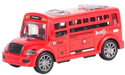 Zxpjkyu Autobus Scolaire Jouet Véhicule Miniature avec Ouvrables et Mécanisme à Inertie pour Enfants Fabrication Résistante Adapté pour Cadeaux Jeux, Rouge