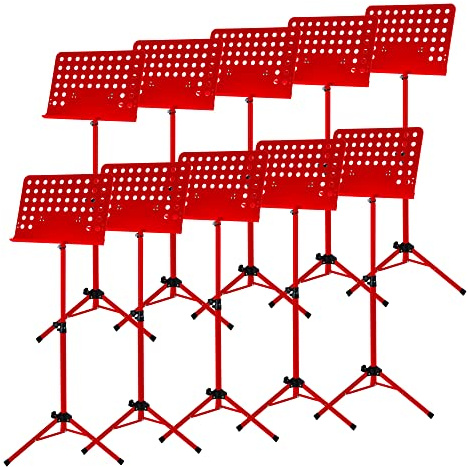 Classic Cantabile atril orquesta chapa perforada Heavy rojo set de 10x