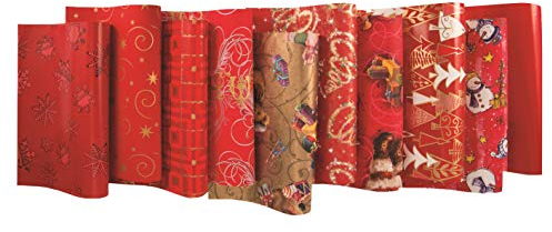 HRB Weihnachtspapier, 10 Rollen Geschenkpapier Weihnachten 2m x 0,70m