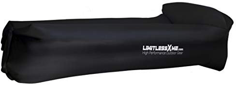 LimitlessXme aufblasbares Strand Sofa. Luftbett wasserdicht und bequem. Air Lounger. Luftsack. Luftsofa. Sitzsatz. für Outdoor Camping, Garten, Strand, Pool, Festival und Beach Neu (Schwarz)