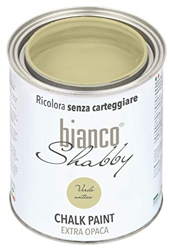bianco Shabby® Chalk Paint Verde Antico Peinture à la craie pour meubles et murs, effet vintage, shabby chic, extra mat (1 Litre)