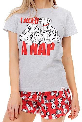 Disney Pyjamas Womens | 101 Dalmatians Short Pjs for Women Sets | Women's Nightwear Grey Size Small