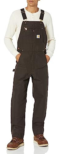 Carhartt Men's Iconic R01 Duck Bib Overall, Dark Brown, W30 x L30