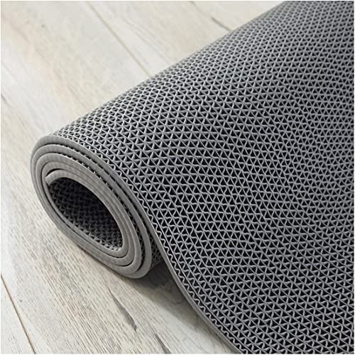 MYOYAY Alfombra de drenaje antideslizante por metro, 300x90 cm, antideslizante, PVC, hueca, alfombrilla de baño, alfombra de ducha, alfombra comercial para cocina, baño, balcón, pasillo, gris