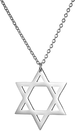 EUEAVAN Davidstern Halskette für Frauen Hexagramm Anhänger Halskette Amulett Symbo Jüdisch Israel Religiös David Schmuck Geschenk Frauen (Silber)
