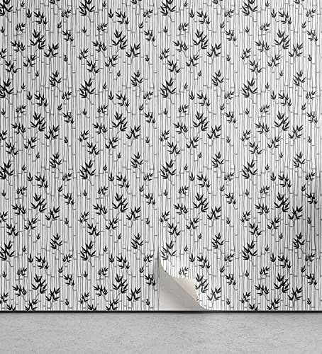 ABAKUHAUS asiatisch abziehbare & klebbare Tapete für Zuhause, Chinese Wald Entwurf, selbstklebendes Wohnzimmer Küchenakzent, 33 cm x 250 cm, Schwarz-Weiss