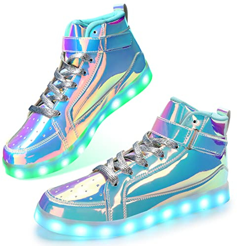 Padgene Women's Men's LED Lights Up Trainers Unisex Luminous Flashing Shoes USB Charging Lace Up Couples Boots Gift for Party Dance Halloween Christmas New Year