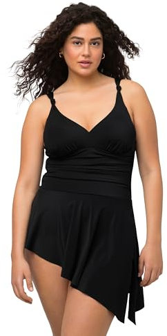 Ulla Popken Damen Badekleid Mary, Uni Badeanzüge, Schwarz, 48 EU