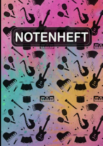 Notenheft: Blanko Musikheft mit Notenlinien im A4 Format | Notenheft für den Musikunterricht in der Schule und für Hobby-Musiker | Für Anfänger und Kenner | 100 Seiten