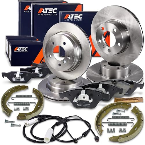 ATEC Germany Set freni incl. dischi freno anteriori Ø 312 mm ventilati + posteriori Ø 300 mm ventilati + pastiglie freno + ganasce freno Compatibile con BMW X1 (E84)