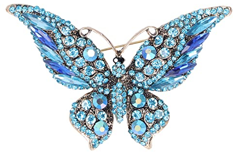 HERCHR Broche Papillons Arc-en-Ciel, Broche Bijoux épinglettes rétro métal Bijoux Accessoires pour vêtements(Bleu)