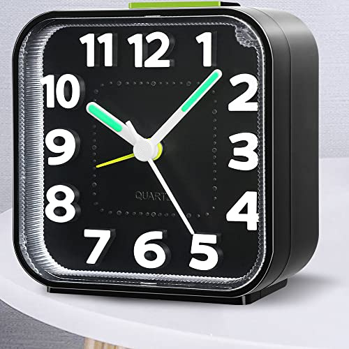 Kimroxi Silent Alarm Clocks Bedside Battery Powered Non Ticking Portable Clock with Clear Display Snooze Nightlight for Office Home Kitchen Bedroom Table Travel