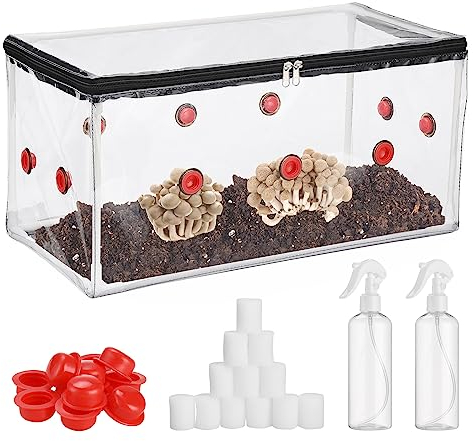 Plcnn Pilzzuchtset, Wiederverwendbare Stillluft-Pilzzuchtbox, Pilzzuchtbehälter, Monotub-Kit, Pilzpflanzbeutel, Zelt für Sporen, Gartenbaubedarf(27 Stück)