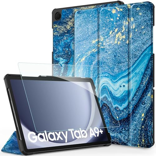 CACOE Funda Compatible con Samsung Galaxy Tab A9+/ A9 Plus 2023 11 Pulgadas– Ultra Slim PU Protectora Carcasa con Función de Soporte función Atril, con Pellicola Protettiva,Patrón de Arenas Movedizas