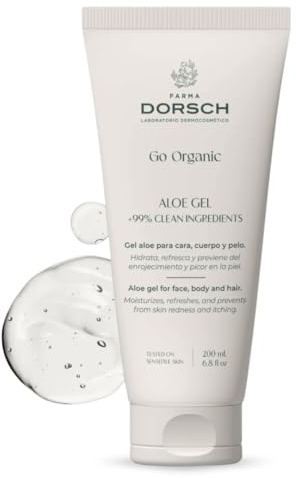 FARMA DORSCH | Aloe Gel | Gel Hidratante y Calmante multiusos para Rostro | Cuerpo y Cabello | Aloe Vera Ecológico | 200ml