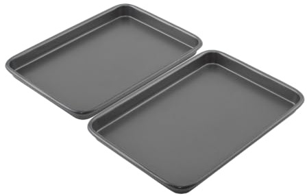 GoodCook Everyday Toaster Oven Mini Baking Sheets Set of 2 Set of 2 Heavy-Gauge Steel Baking Pans with Scratch-Resistant Nonstick, 9 x 6.2-Inch, Gray