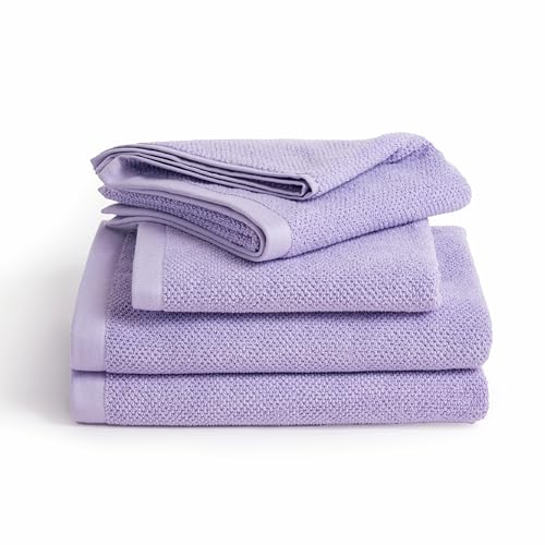 herzbach home - Spa Kollektion - Handtücher und Duschtücher Set 100% Baumwolle (Lavendel)