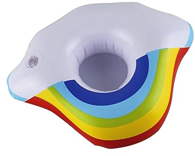 BESTonZON 4piezas Posavasos Inflables De Nube Arcoíris Soportes para Vasos y Bebidas Posavasos Flotantes De Dibujos Animados para Uso Playa y Piscina Portavasos De PVC