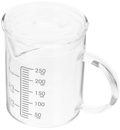 Cabilock Taza Medidora Con Escala De Vidrio Taza Graduada Para Cocina Para Hornear Con Tapa Resistente Al Calor