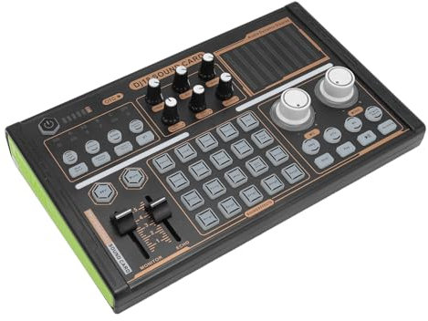 DJ18 Live - Tarjeta de sonido para streaming, mezclador de audio profesional con múltiples efectos, reducción de ruido, luces coloridas, soporte de micrófono de 48 V