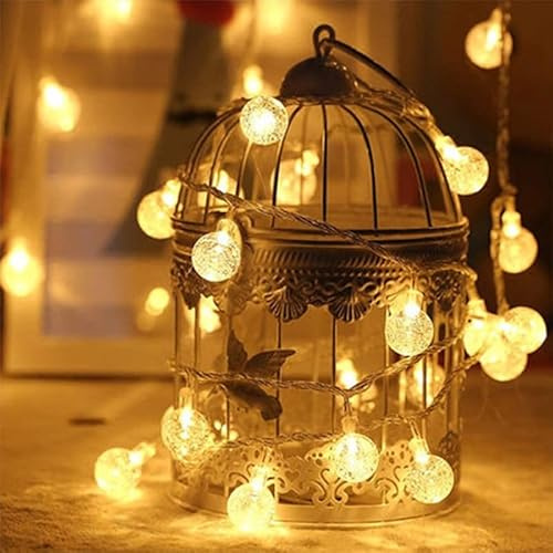 NLINIOZWN LED stjärna omgivande ljus boll ljussträngar små dekorativa lampor för födelsedag sovrum dekoration (varm kristallboll (varm vit), 3 m 20 ljus batteri)