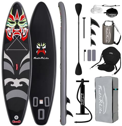 Feath-R-Lite 11' Inflatable Stand Up Paddle Boards Multifunctional Paddle Boards with Hand Pump,Sup Backpack,Leash,Adjustable Paddle,Seat,for Adults & Youth of All Skill Levels