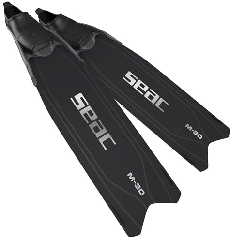 SEAC M-30 Aletas de Apnea y Pesca Submarina con Pala Intercambiable, Aletas Largas de Tecnopolímero de Alto Módulo, Calzante Suave de Doble Material, Ángulo 30°, aptas también para Buceo con Botellas