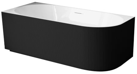 Balneo Akryl fristående hörnbadkar vit/svart vänster 160 x 75 x 58 cm modern 48 kg 255 liters hörn