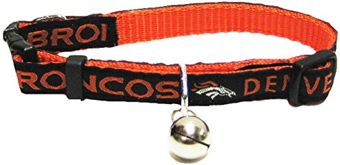Pets First COLLAR for CATS - NFL DENVER BRONCOS CAT COLLAR. - Strong & Adjustable FOOTBALL Cat Collars with Metal Jingle Bell