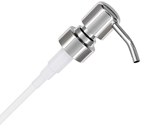 ALTGLAS Upcycling Soap Dispenser Pump Head 'Zagreb' with 3 Silicone Stoppers Fitting Ring Set for All Bottle Openings With Diameter 18-23mm (Silver Chrome)